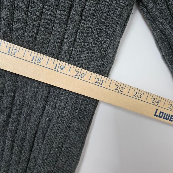 Eddie Bauer Cable Knit Sweater Men's Med Gray Cotton Cashmere Blend Round Neck - Picture 6 of 7